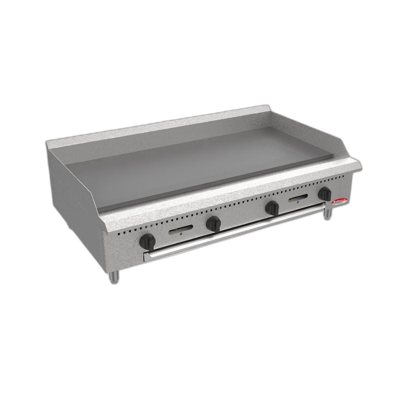BakeMax BACG48 48" Commercial Countertop Manual Gas Griddle – 4 Burner, 120,000 BTU