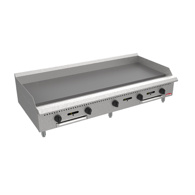 BakeMax BACG60 60" Commercial Countertop Manual Gas Griddle – 150,000 BTU Stainless Steel.