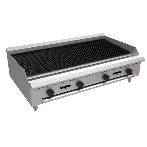 BakeMax America BACGG48 48" Commercial Countertop Radiant Gas Charbroiler – 120,000 BTU.