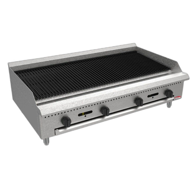 BakeMax America BACGG48 48" Commercial Countertop Radiant Gas Charbroiler – 120,000 BTU
