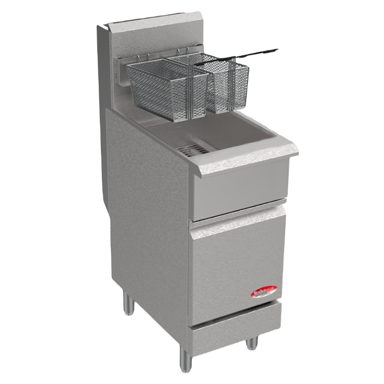 BakeMax America BAKEL40 40 lb Commercial Propane Gas Floor Fryer – 90,000 BTU Stainless Steel Deep Fryer.