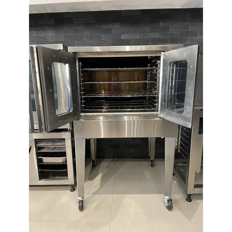 BakeMax America BASCO5E Commercial Electric Convection Oven – Floor Model with 12 Pan Capacity.