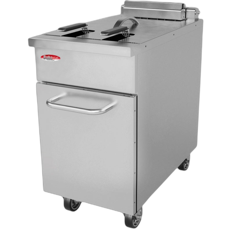 BakeMax BMPLS7FE020 22L / 50lbs Commercial Electric Floor Fryer with Lift-Up Elements