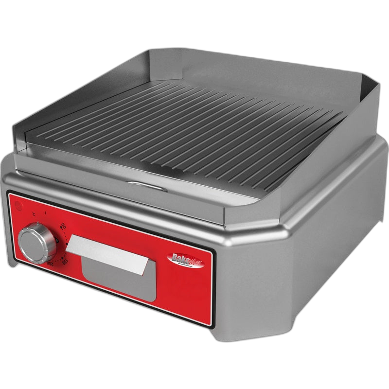 BakeMax BMSIE011 Countertop Mini Electric Ribbed Grill – 2500W Stainless Steel