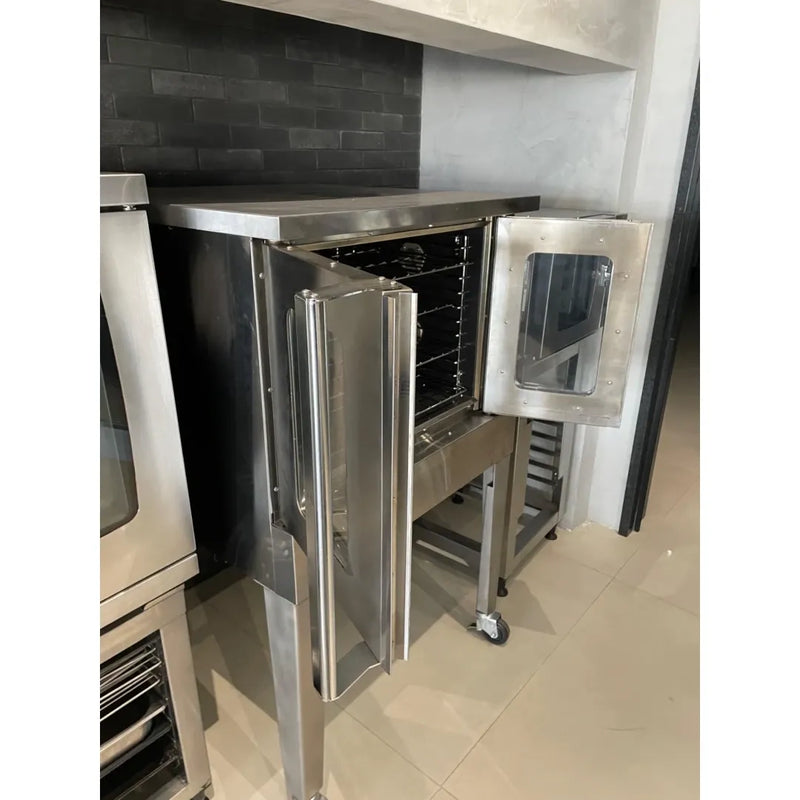 BakeMax America BASCO5E Commercial Electric Convection Oven – Floor Model with 12 Pan Capacity.