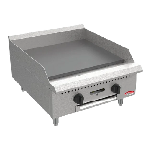 BakeMax 24" Countertop Commercial Gas Griddle – Manual Control, 60,000 BTU Stainless Steel Flat Top.