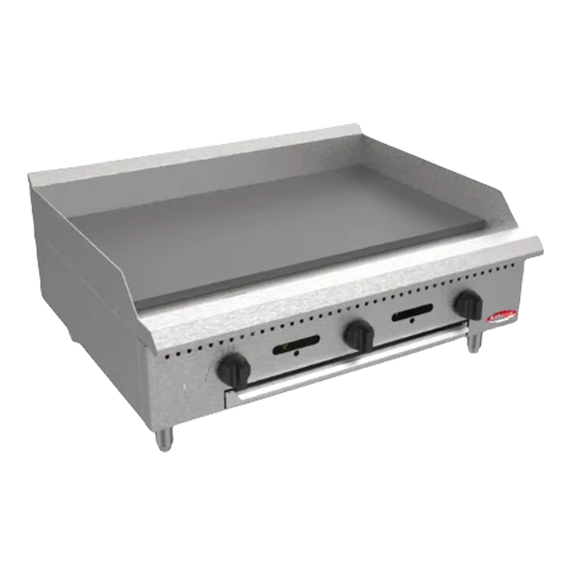 BakeMax BACG36 36" Countertop Gas Griddle – 90,000 BTU, Manual Controls.
