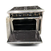 BakeMax BAS24O 24" Commercial Gas Range with 4 Burners & Bakery Oven – 130,000 BTU.