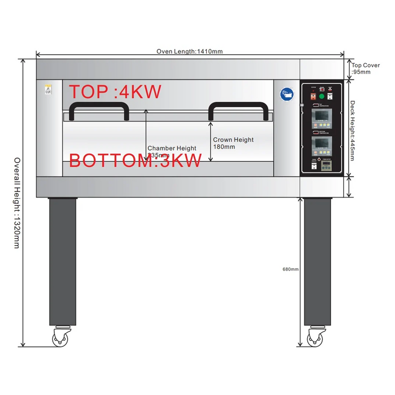 BakeMax BMDDD01 Single Deck Electric Stone Deck Oven – Fits Two Full-Size Pans.