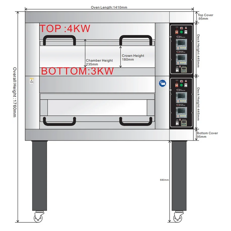 BakeMax BMDDD02 Two-Deck Electric Artisan Stone Deck Oven – 2 Pan Wide.