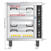 BakeMax BMDDD03 Three Deck Two Pan Wide Electric Artisan Stone Deck Oven.