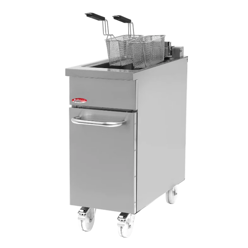 BakeMax BMPLS7FE010 Commercial Electric Floor Fryer – 18L / 40lbs Capacity.