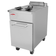 BakeMax BMPLS7FE020 22L / 50lbs Commercial Electric Floor Fryer with Lift-Up Elements.