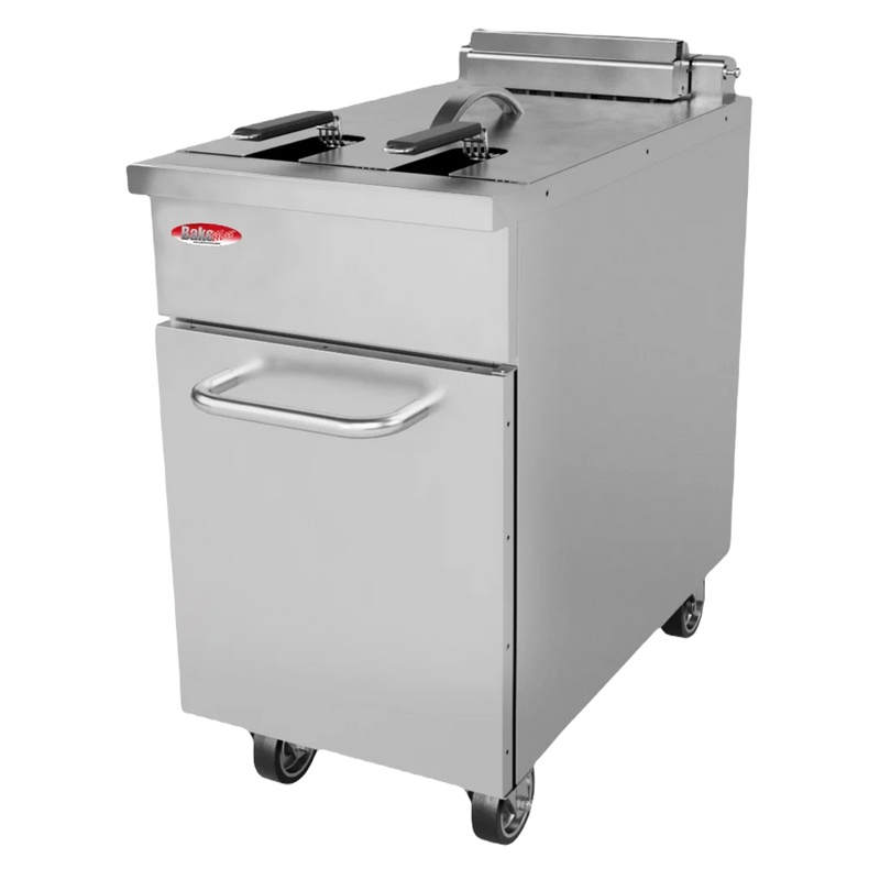 BakeMax BMPLS7FE030 Commercial Electric Floor Fryer | 34L / 75lbs Oil Capacity.