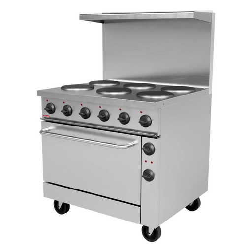 BakeMax BMPLS7KE031 36” 6 Burner Commercial Electric Range with Oven.