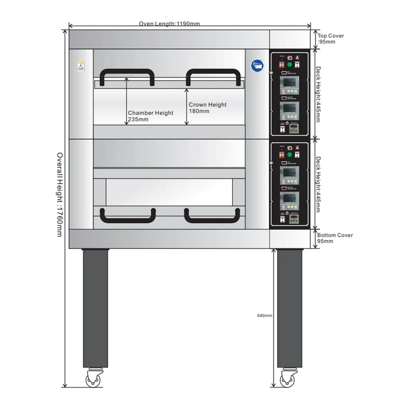 BakeMax BMSD002 Two Deck One Pan Wide Electric Artisan Stone Deck Oven.
