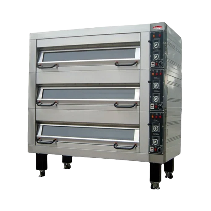 BakeMax BMSD002 Two Deck One Pan Wide Electric Artisan Stone Deck Oven.