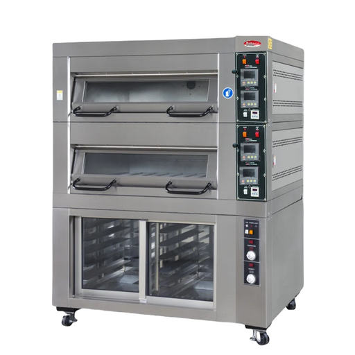 BakeMax BMSD002 Two Deck One Pan Wide Electric Artisan Stone Deck Oven.