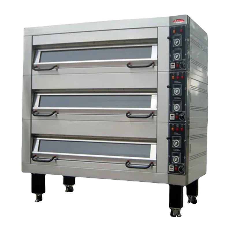 BakeMax BMSD003 Three Deck One Pan Wide Electric Artisan Stone Deck Oven – 47” Wide.