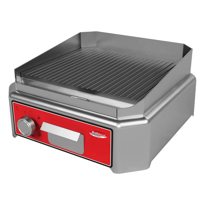 BakeMax BMSIE011 Countertop Mini Electric Ribbed Grill – 2500W Stainless Steel.