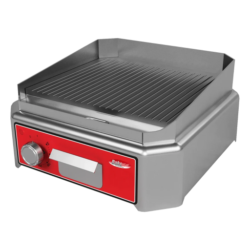 BakeMax BMSIE011 Countertop Mini Electric Ribbed Grill – 2500W Stainless Steel.