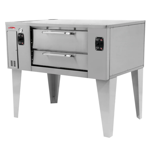 BakeMax BMBPD915 Commercial 54" Single Deck Gas Pizza Stone Deck Oven – Heavy Duty Stainless Steel.