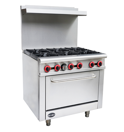 SABA GR-36 36" Gas Range, 6 Burners with Oven