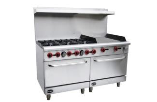 SABA GR60-G24 - 60" Gas Range (6 Burners) with 24" Gas Griddle & Bottom Oven 282,000 BTU