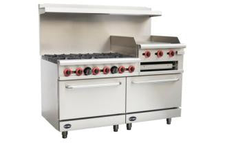 SABA GR60-GS24 - 60" Gas Range (6 Burners) with 24" Gas Griddle, Broiler & Bottom Oven 278,000 BTU