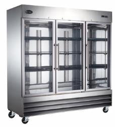 SABA S-72RG - Three Glass Door Reach-In Cooler S/S Interior & Exterior