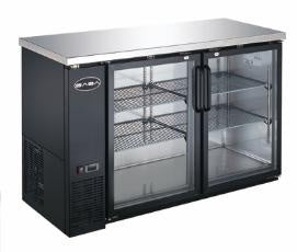 SABA SBB-24-60G - 60" Two Glass Door Back Bar Cooler (Black)