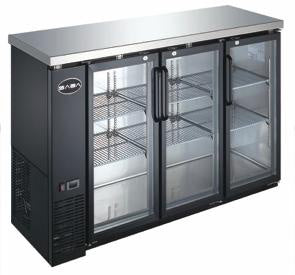 SABA SBBS--2243-R72G - Three Glass Door Back Bar Cooler (Black)